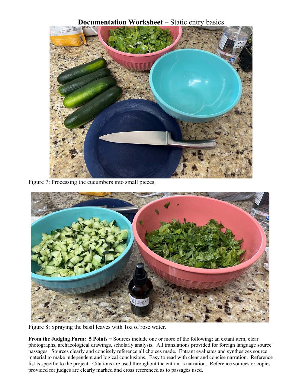 Process documentation page for Basil and Cucumber Water