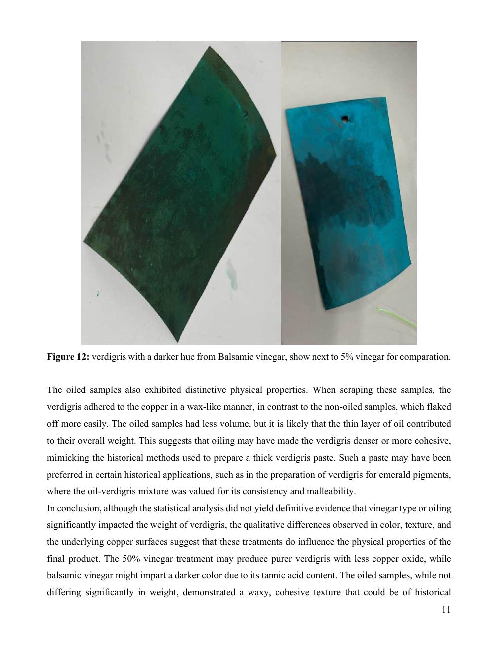 Process documentation page for verdigris samples